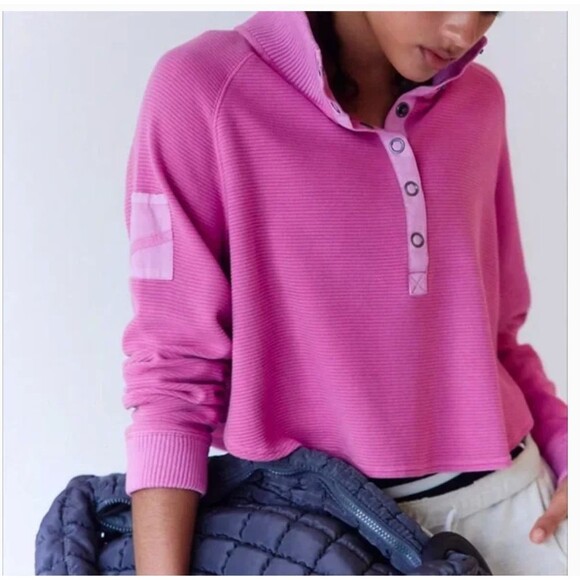 Free People Sweaters - Free People So Fly Henley Pullover Long Sleeve Pink Oversized Size S